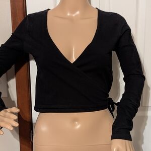 SOLD Brandy Melville Black Wrap Crop Top